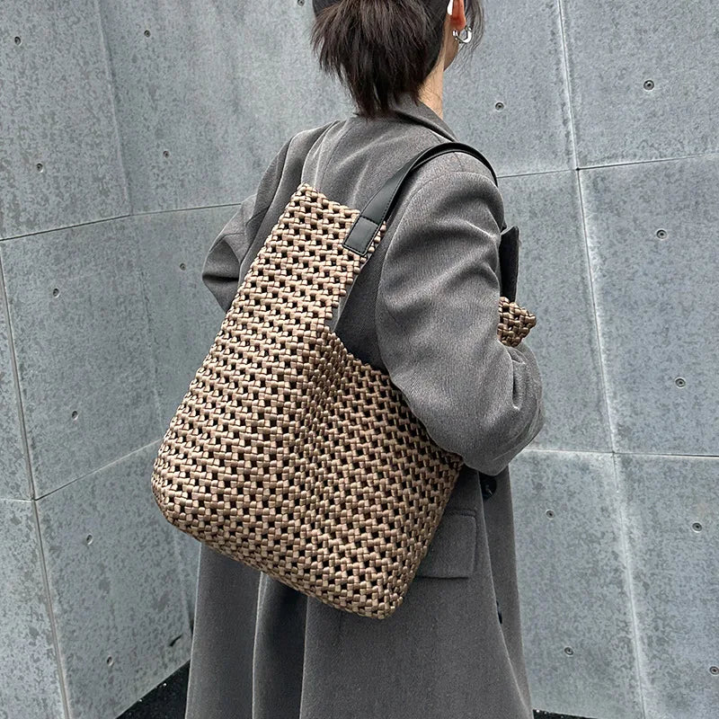 Rope Woven Shoulder Tote Bag