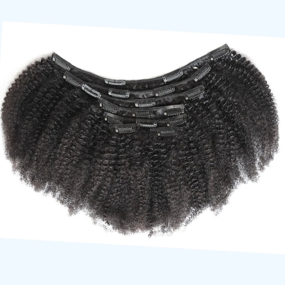 4C Afro Kinky Curly Clip In Human Hair Extensions for Women