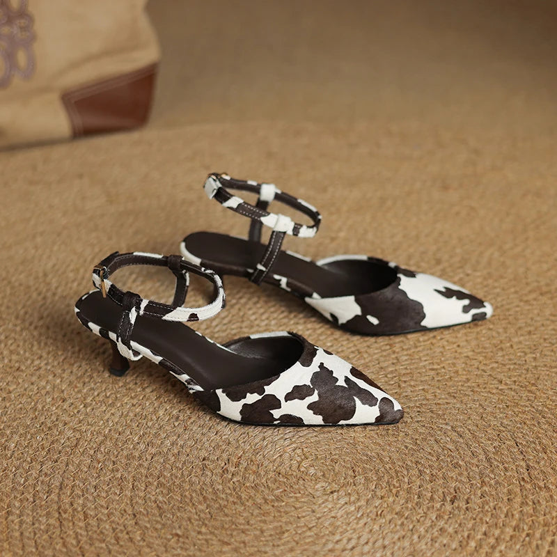Genuine Leather Horsehair Detail Sandals for Women