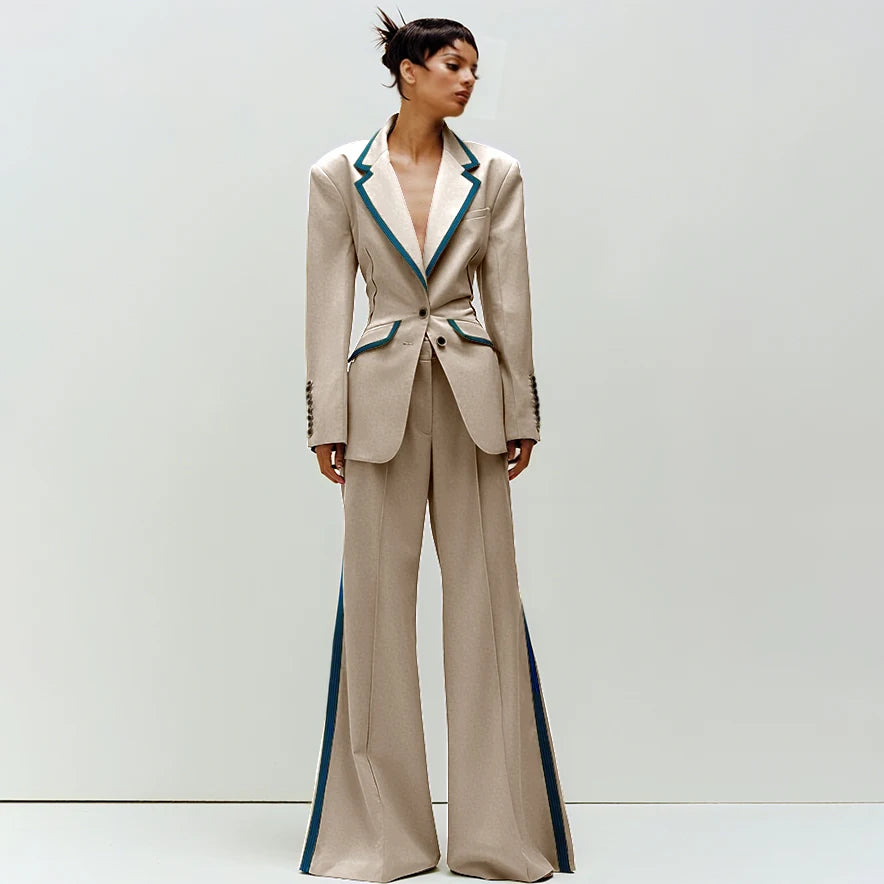 Tailored Notched Collar Two Piece Suit Set For Women