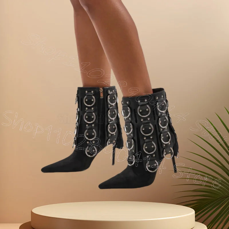 Elegant Pointed Toe High Heel Boots With Side Zipper For Women