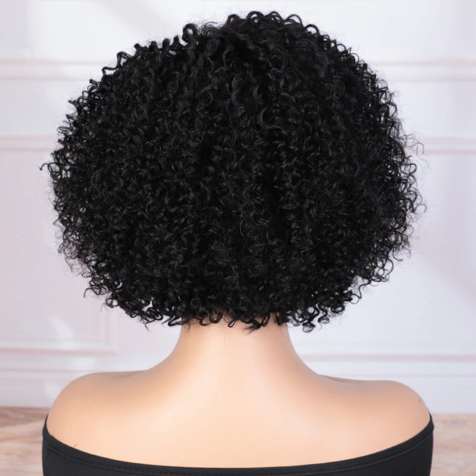 Short Curly Bob Lace Front Human Hair Wig for Women