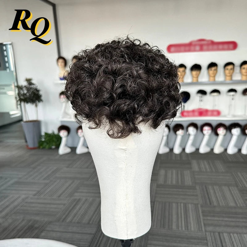 Pre Styled Human Hair Toupee For Men With Thin Skin Base