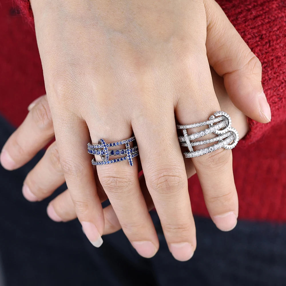 Gold Tone Pink Zircon Stacking Band Rings for Women