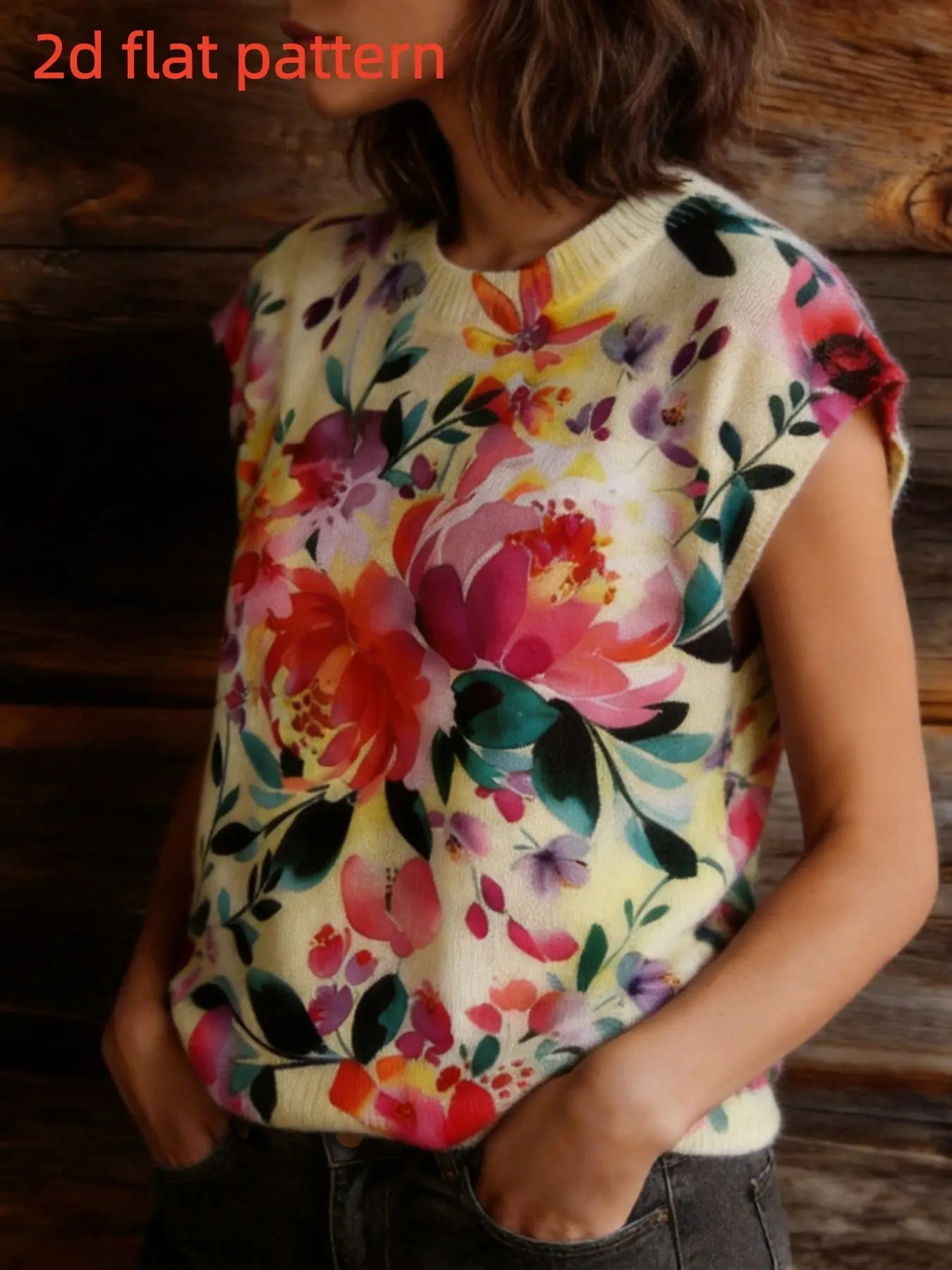 Knit Digital Print Sleeveless Top