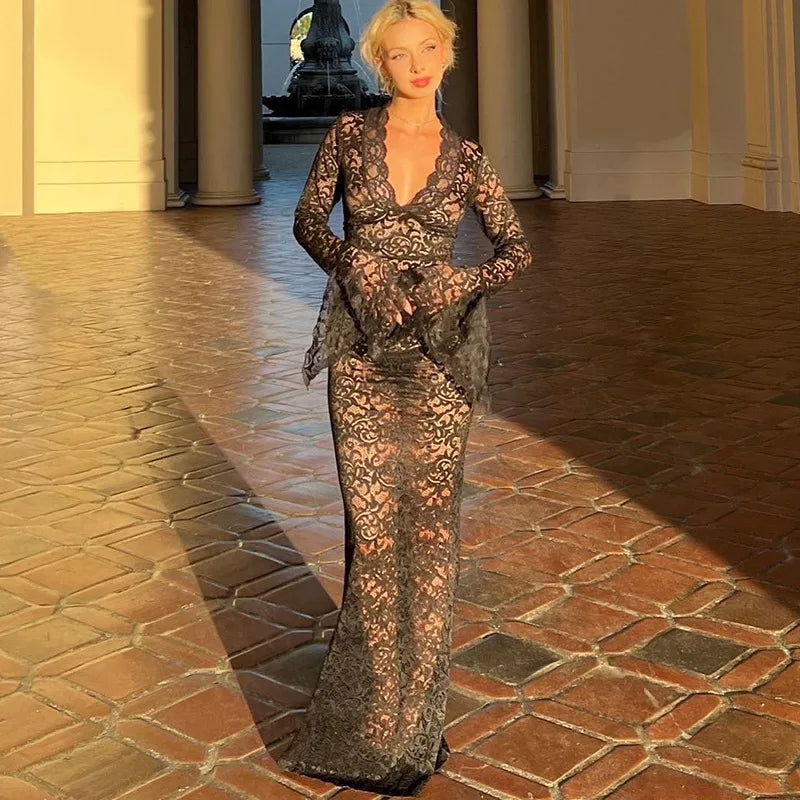 Lace Hollow Maxi Dress