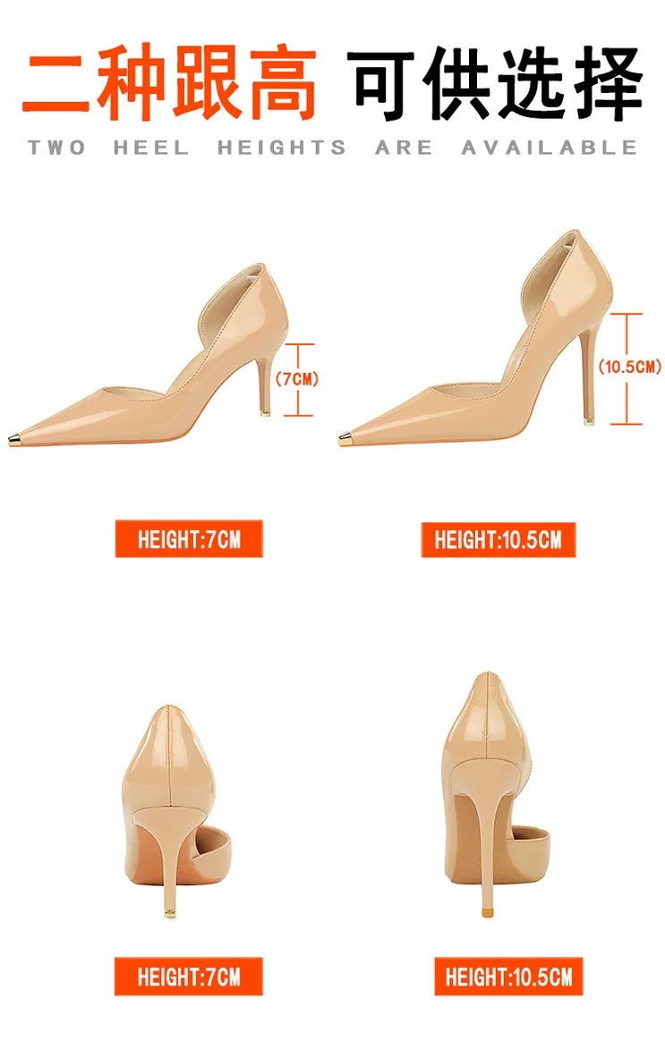 Pointed Toe Patent Leather Stiletto Pumps for Women