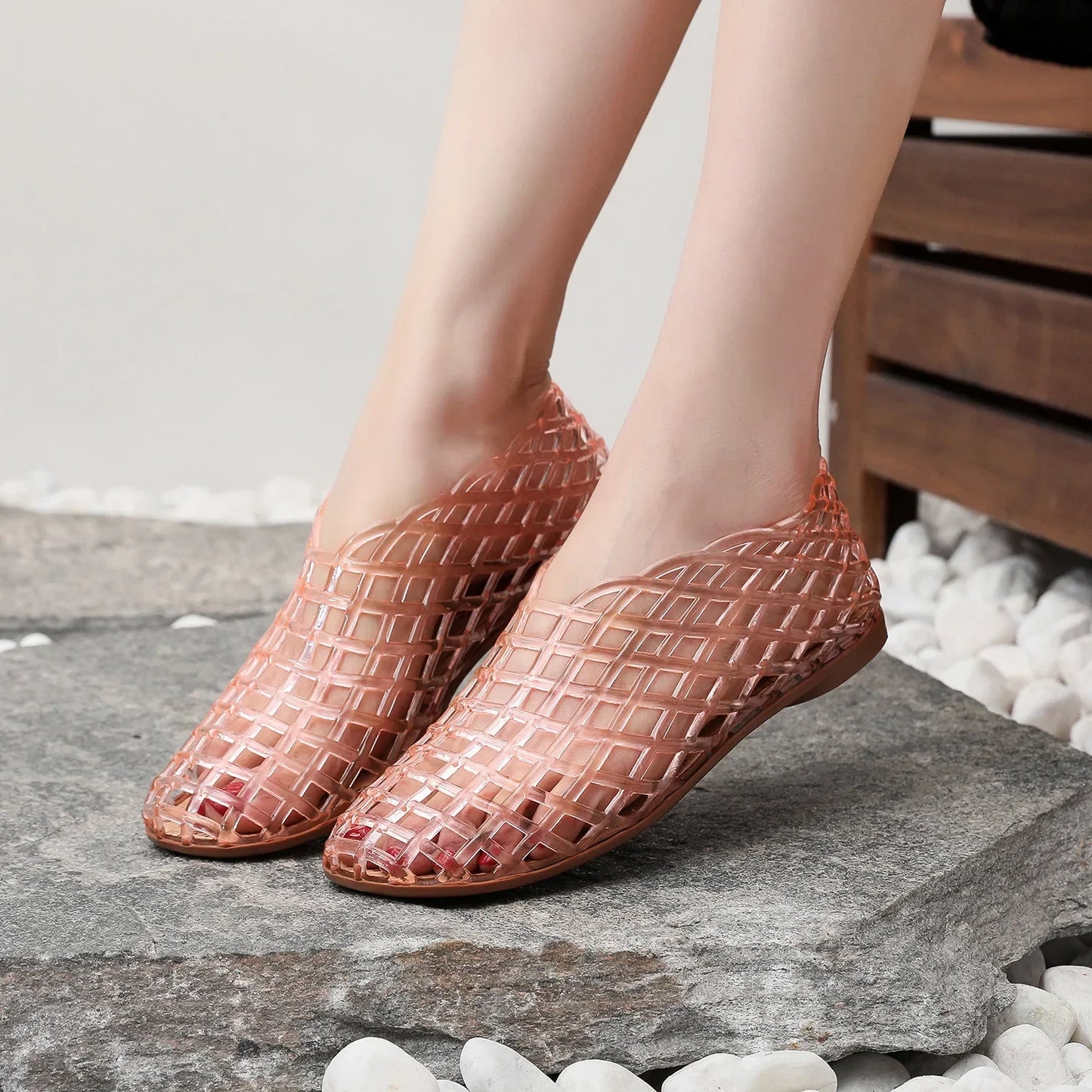 Lightweight Breathable Hollow Out Jelly Slides For Women