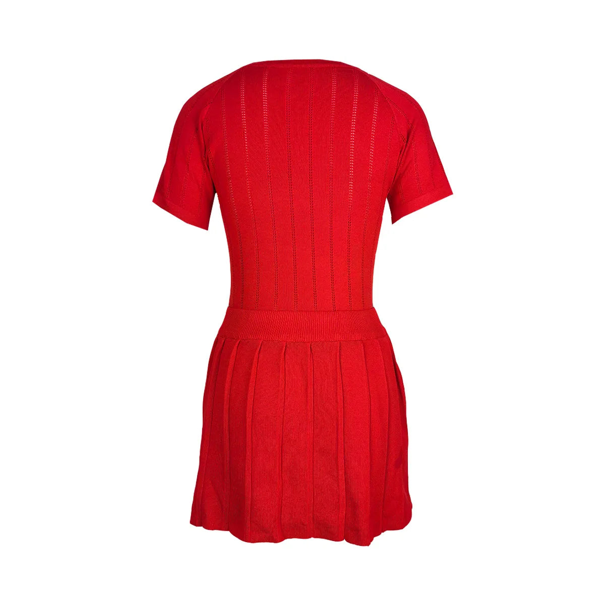 Casual Hollow Button Knit Two-Piece Beach Set for Women