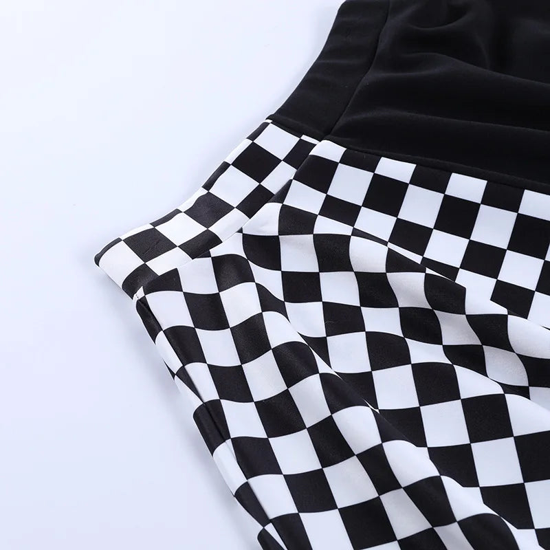 Houndstooth Mosaic Patchwork Skirt