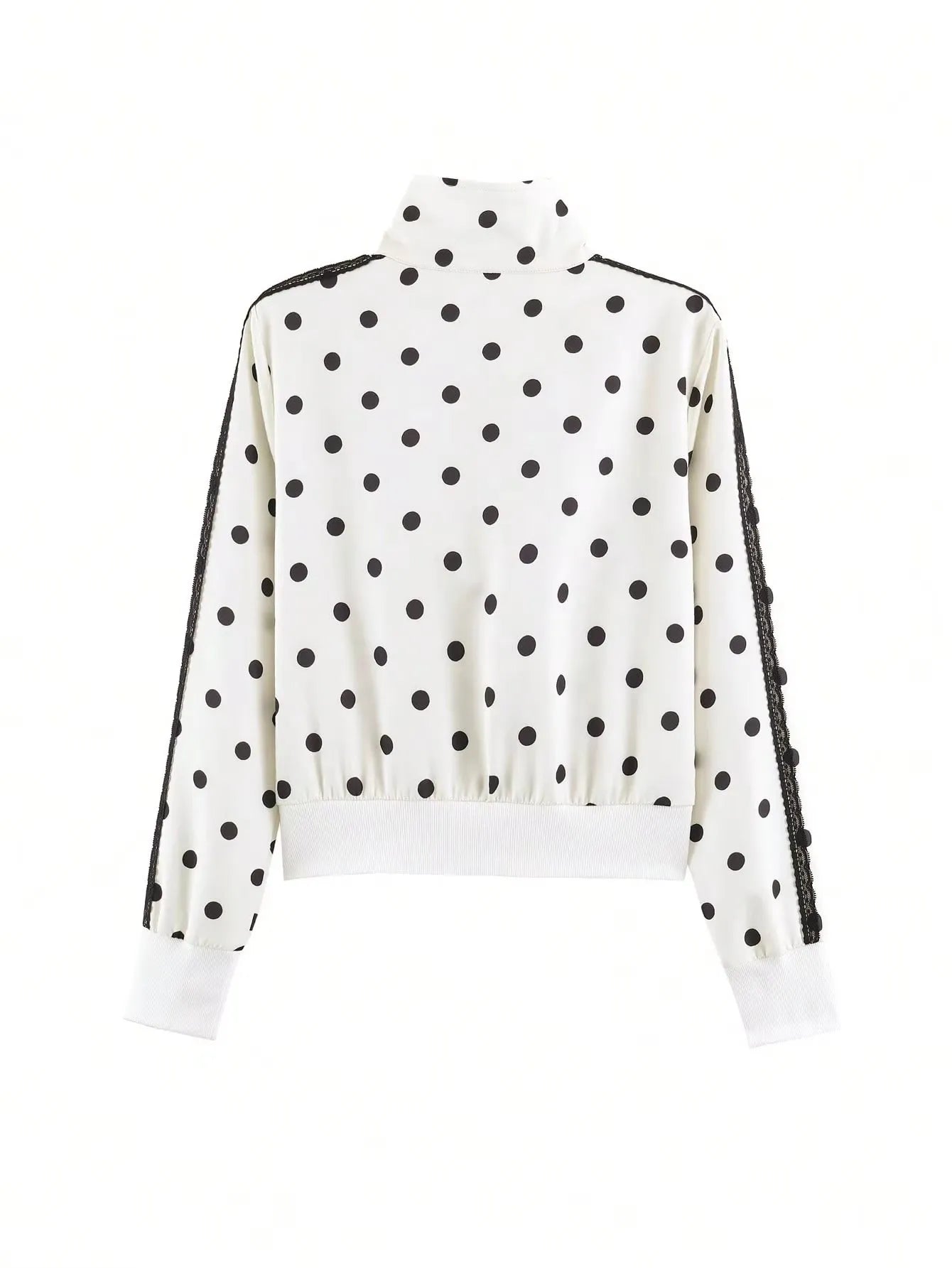 Elegant Polka Dot Pantsuit Stand Collar with Wide Leg for Women
