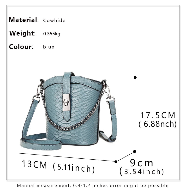 Genuine Leather Crocodile Pattern Crossbody Bag for Women