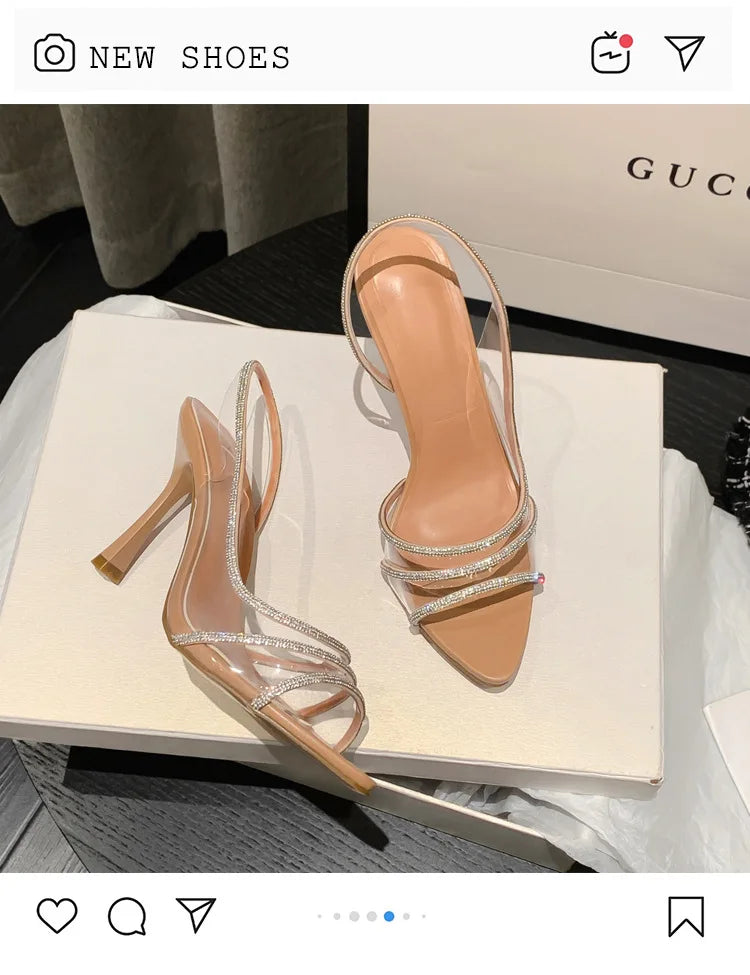Clear Crystal Open Toe Sandals