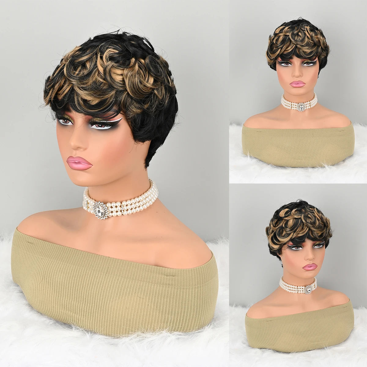 Premium Heat Resistant Short Curly Pixie Wig for Women