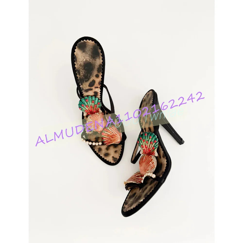 Pearl Decorated Pointed Toe Slingback Sandals for Women
