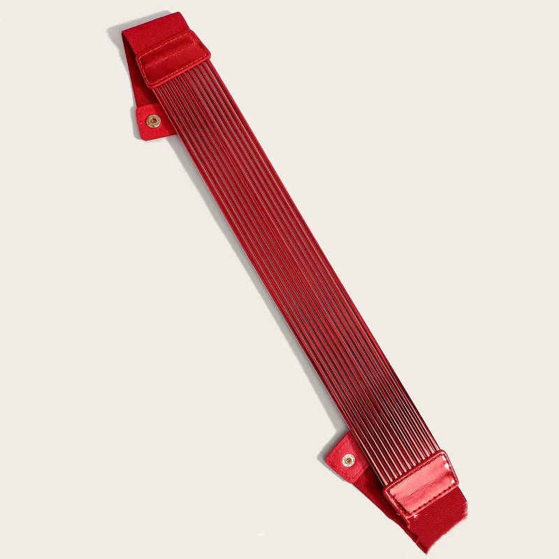 Pearl Embellished Wide Elastic Waist Belt for Women