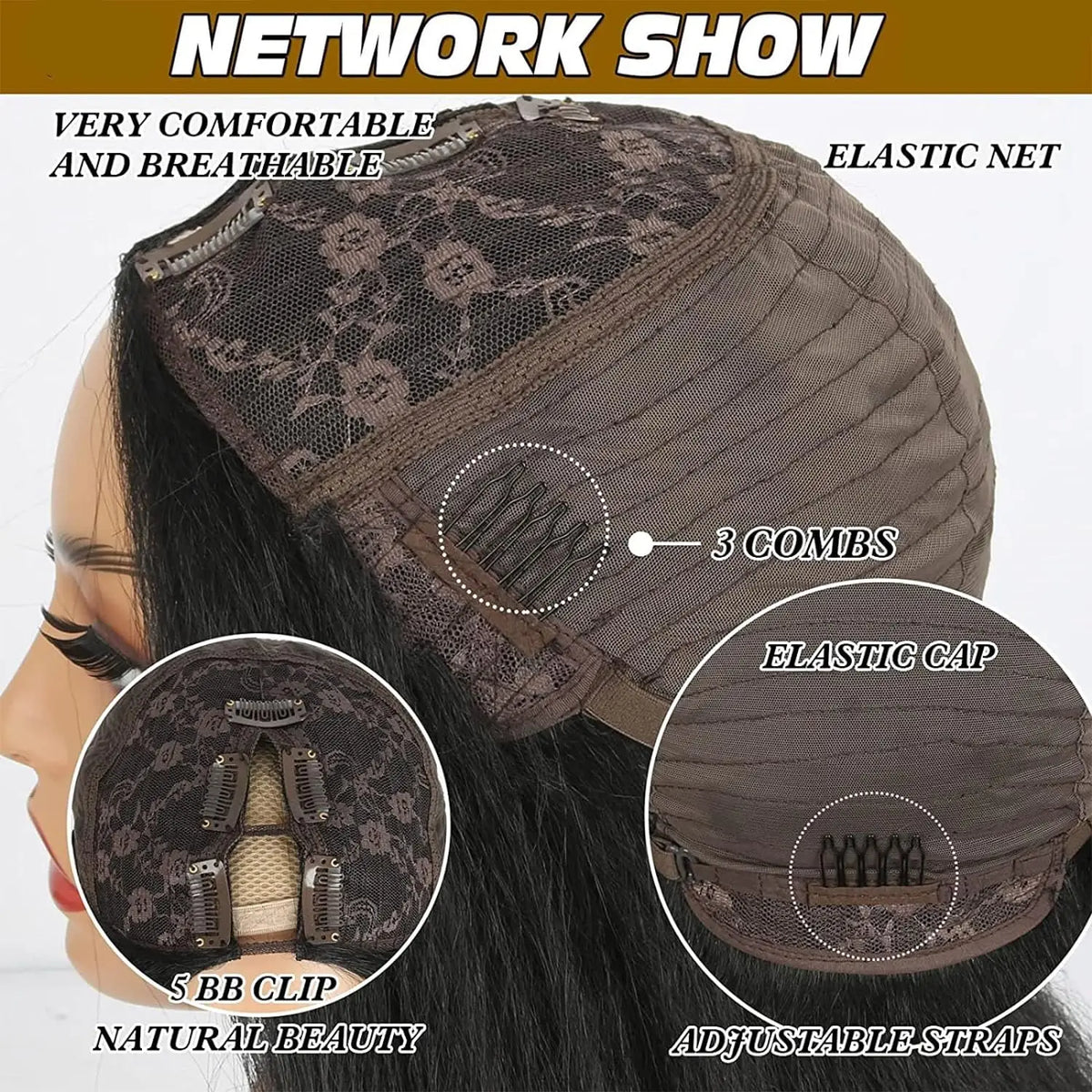 V Part No Leave Out Long Wavy Synthetic Wig for Women