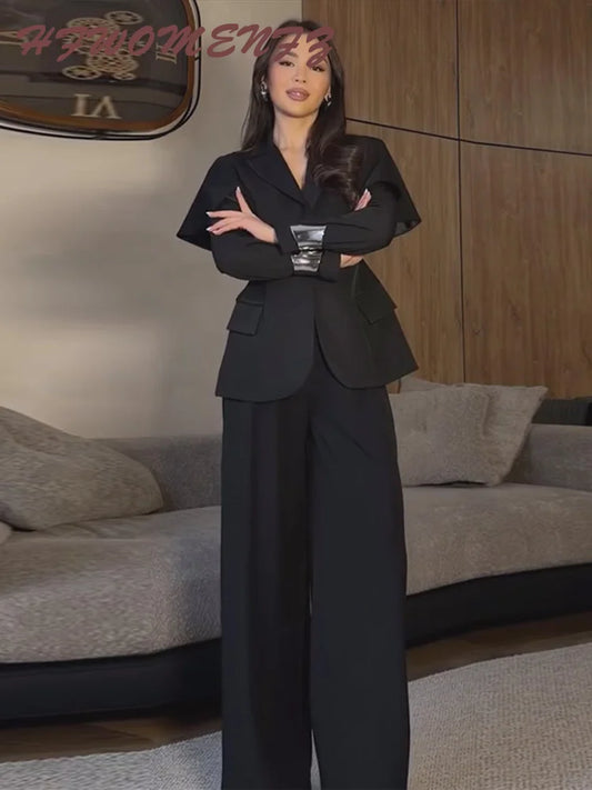 Notched Collar Blazer And Pant Set