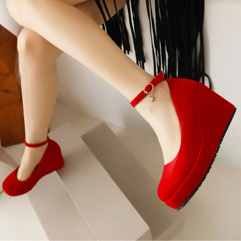 Buckle Strap Platform Wedge Heels