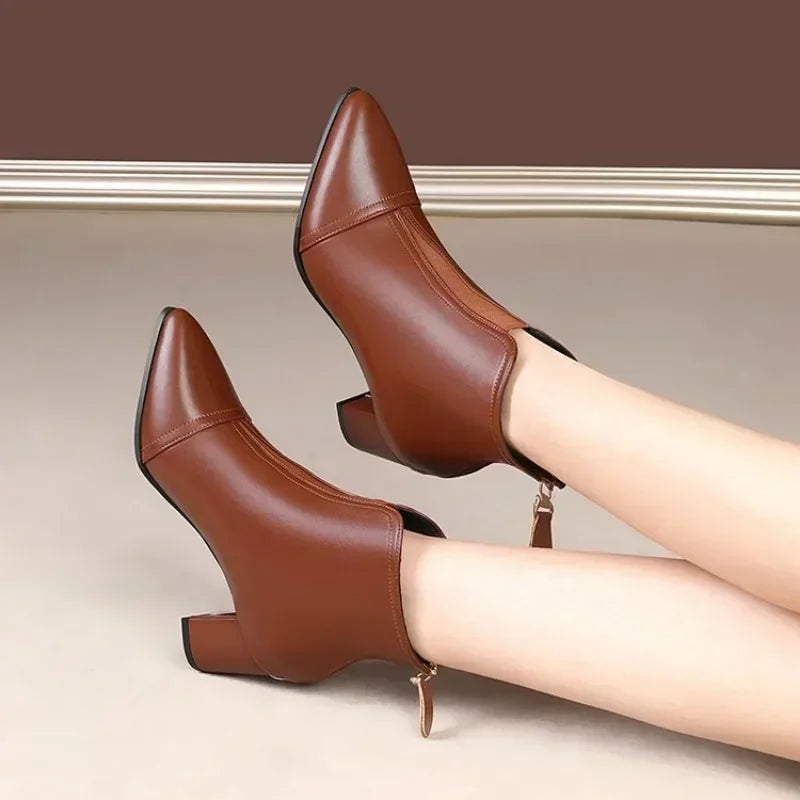 Stylish Faux Fur Trim Platform Low Heel Boots For Women