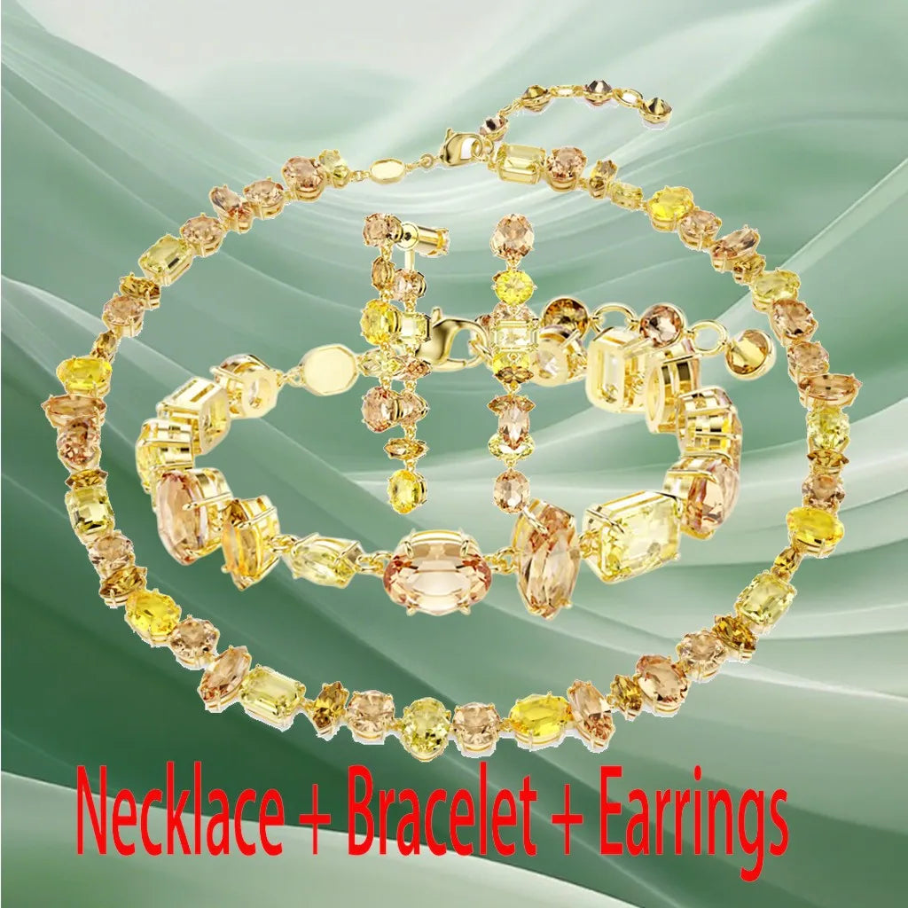 Radiant Mixed-Cut Gold-Plated Crystal Pendant for Women