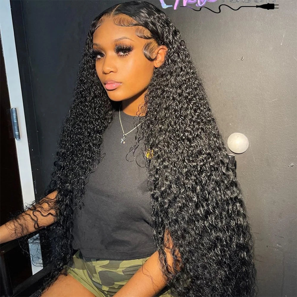 Long Kinky Curly Lace Front Human Hair Wig for Women
