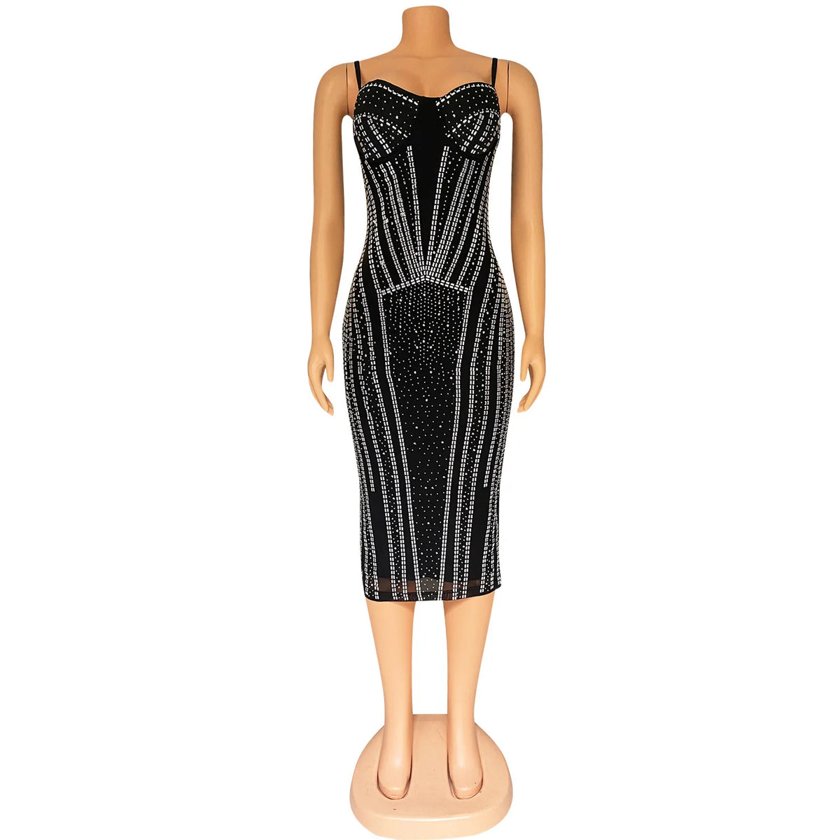 Rhinestone Mesh Sleeveless Mini Party Dress for Women