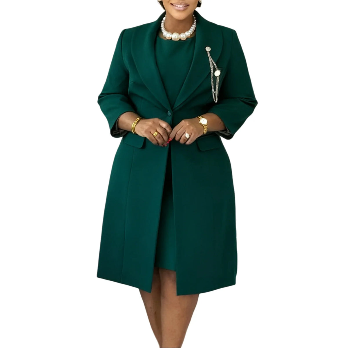 Slim Two-Piece Blazer Jacket and Mini Dress Set for Women