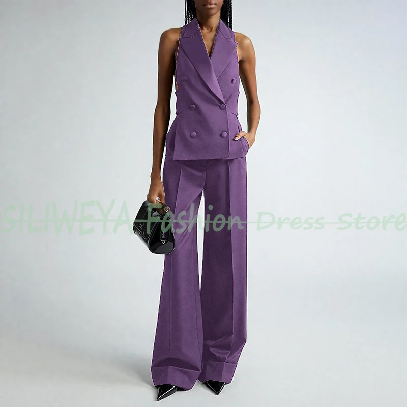 Double Breasted Vest And Pants Set