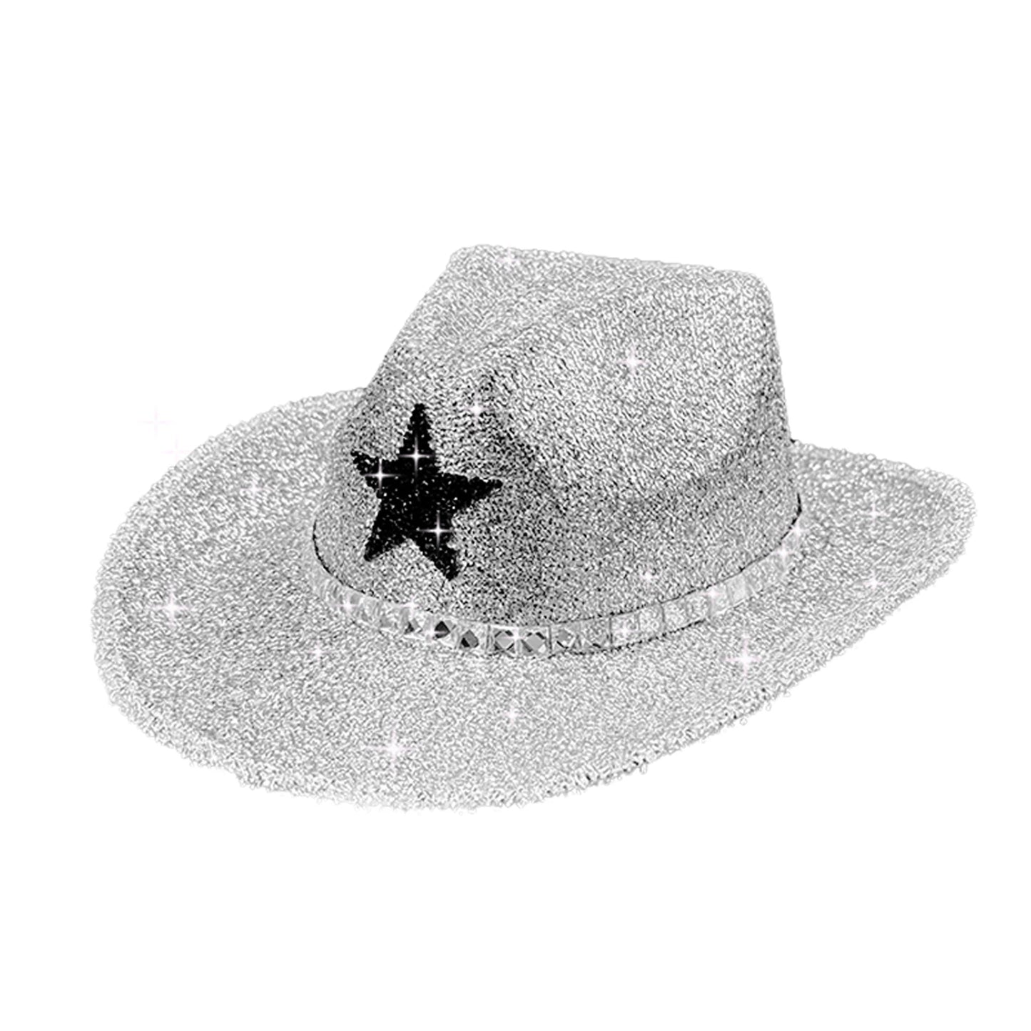 Glitter Rhinestone Western Wide Brim Cowgirl Hat for Women