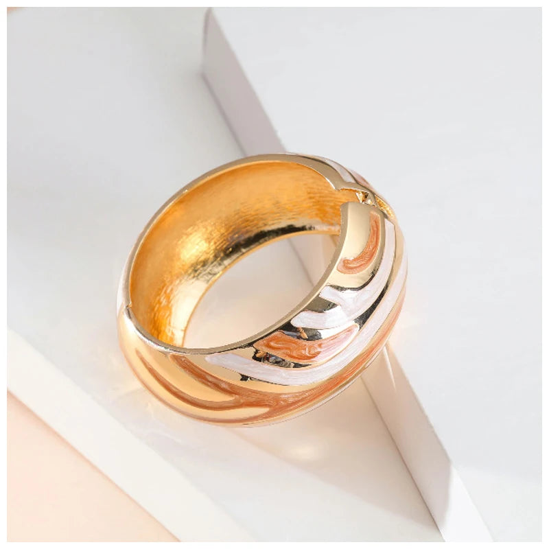 Colorful Enameled Statement Cuff Bangle Bracelet for Women
