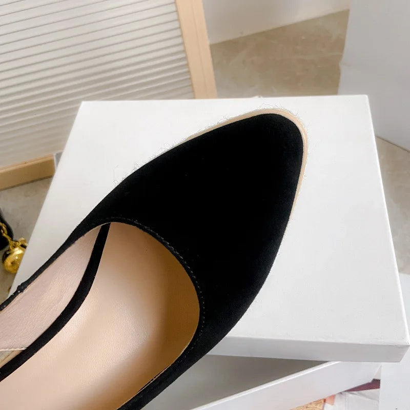 Apricot Back Strap Suede Wedge Platform Sandals for Women