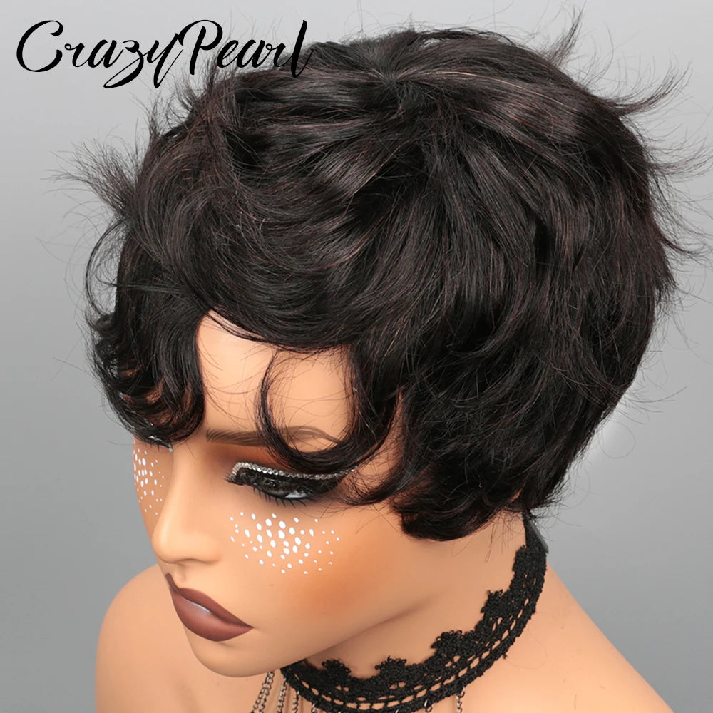 Layered Pixie Cut Human Hair Lace Front Wig for Women