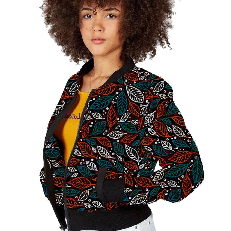 Elegant African Print Tailored Flight Jacket for Women