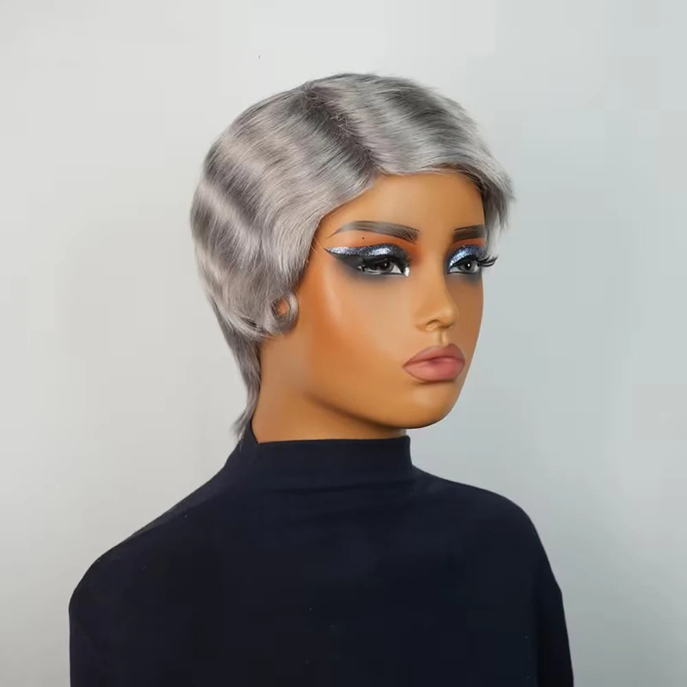 Silver Pixie Curly Wig