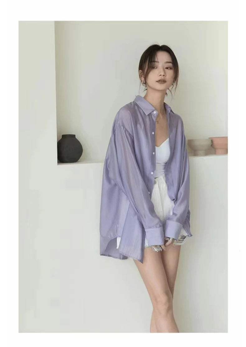 Lightweight Chiffon Sun Protection Shirt Jacket for Women