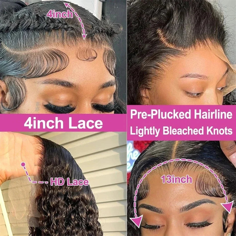 Natural Deep Wave Lace Frontal Human Hair Wig For Women