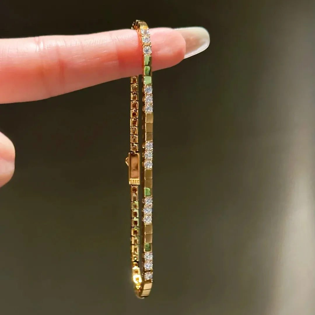 Geometric Cubic Zirconia Tennis Bracelet for Women