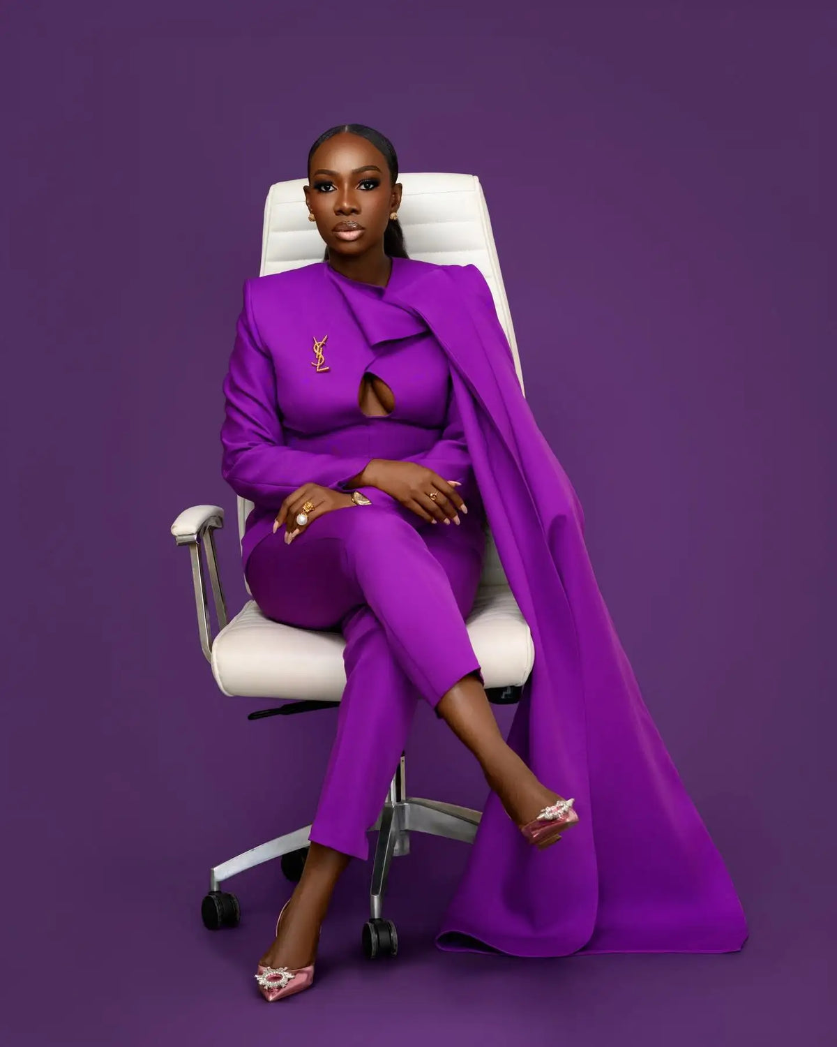 Purple Cotton Jersey Blazer Two Piece Set for Women