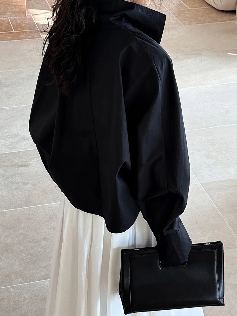Batwing Sleeve Stand Collar Blouse