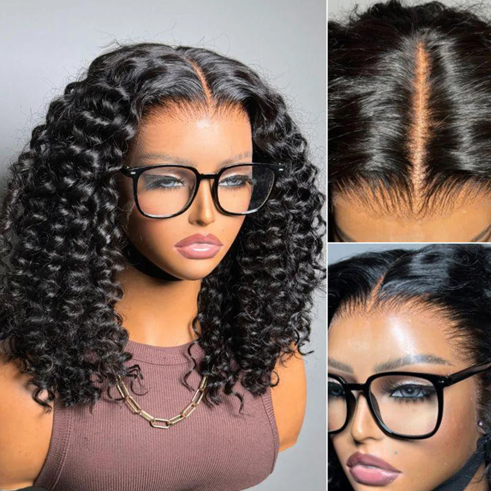 Pre Plucked Glueless Deep Curly Human Hair Wig for Women