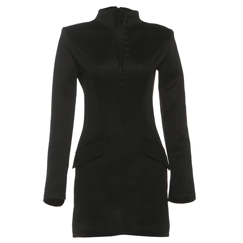 Stand Collar Mini Dress