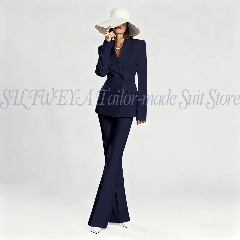 Slim Fit Double Breasted Blazer Suit Set for Women