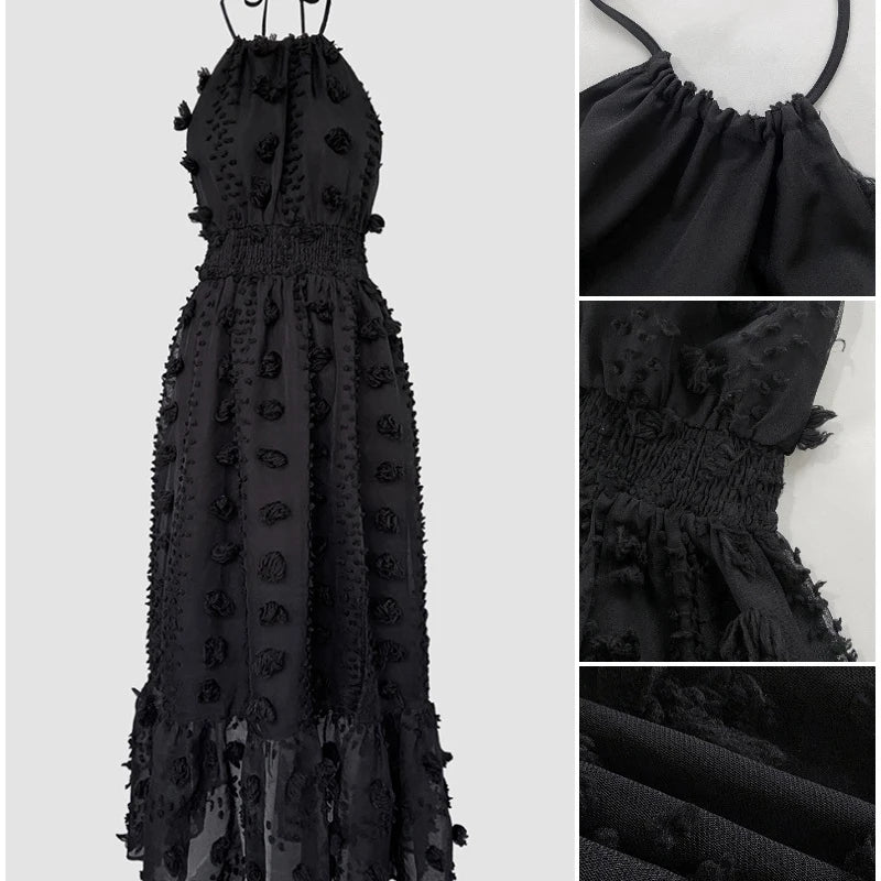 Summer Halter Jacquard Backless Maxi Dress for Women