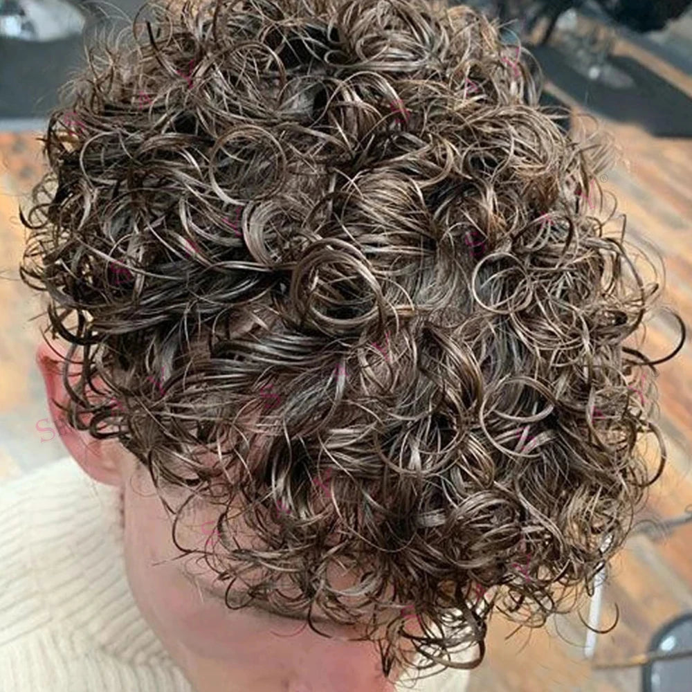Curly Human Hair Toupee Replacement System for Women