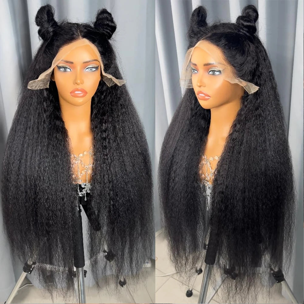 Glueless Kinky Straight Lace Front Human Hair Wig for Women