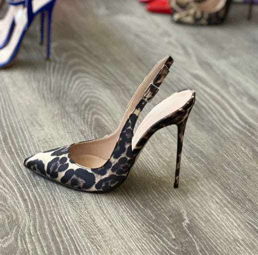 Colorful Patent Leather Slingback Pointed Toe High Heel Pumps for Women
