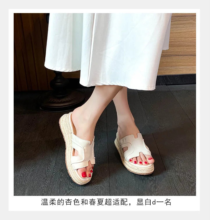 Vintage Retro Wide Strap Platform Casual Sandals For Women