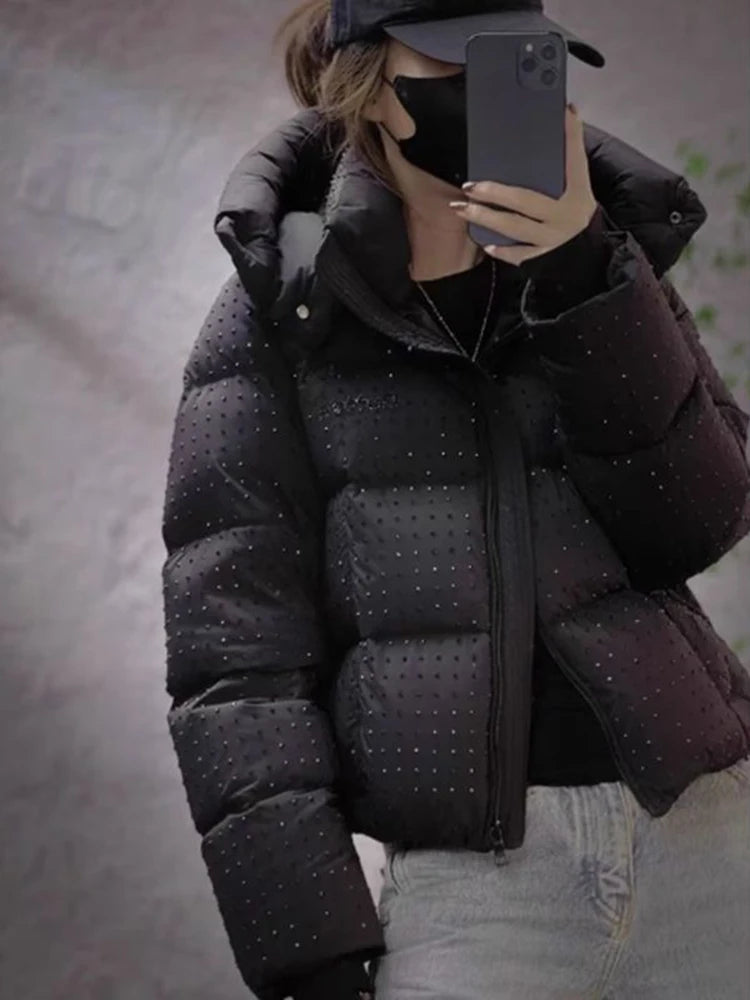 Lightweight Quilted Short Hooded Down Jacket for Women