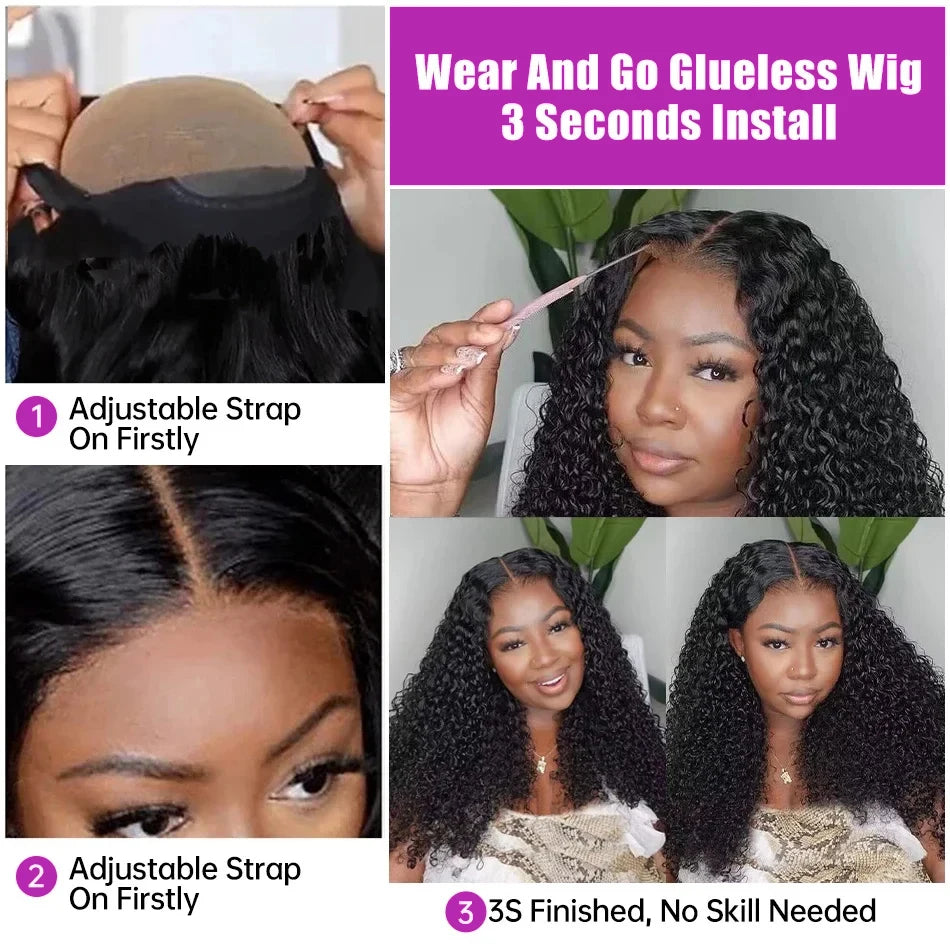 Glueless Deep Wave Water Curl Wig